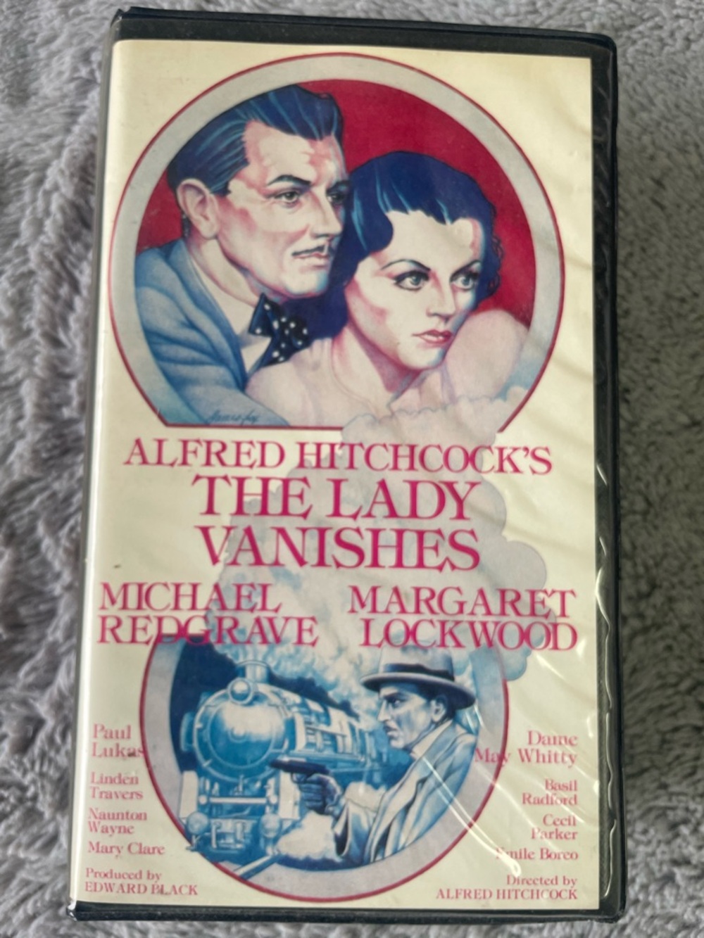 Alfred Hitchcock's The Lady Vanishes VHS - Red, Blue, Cream Artwork